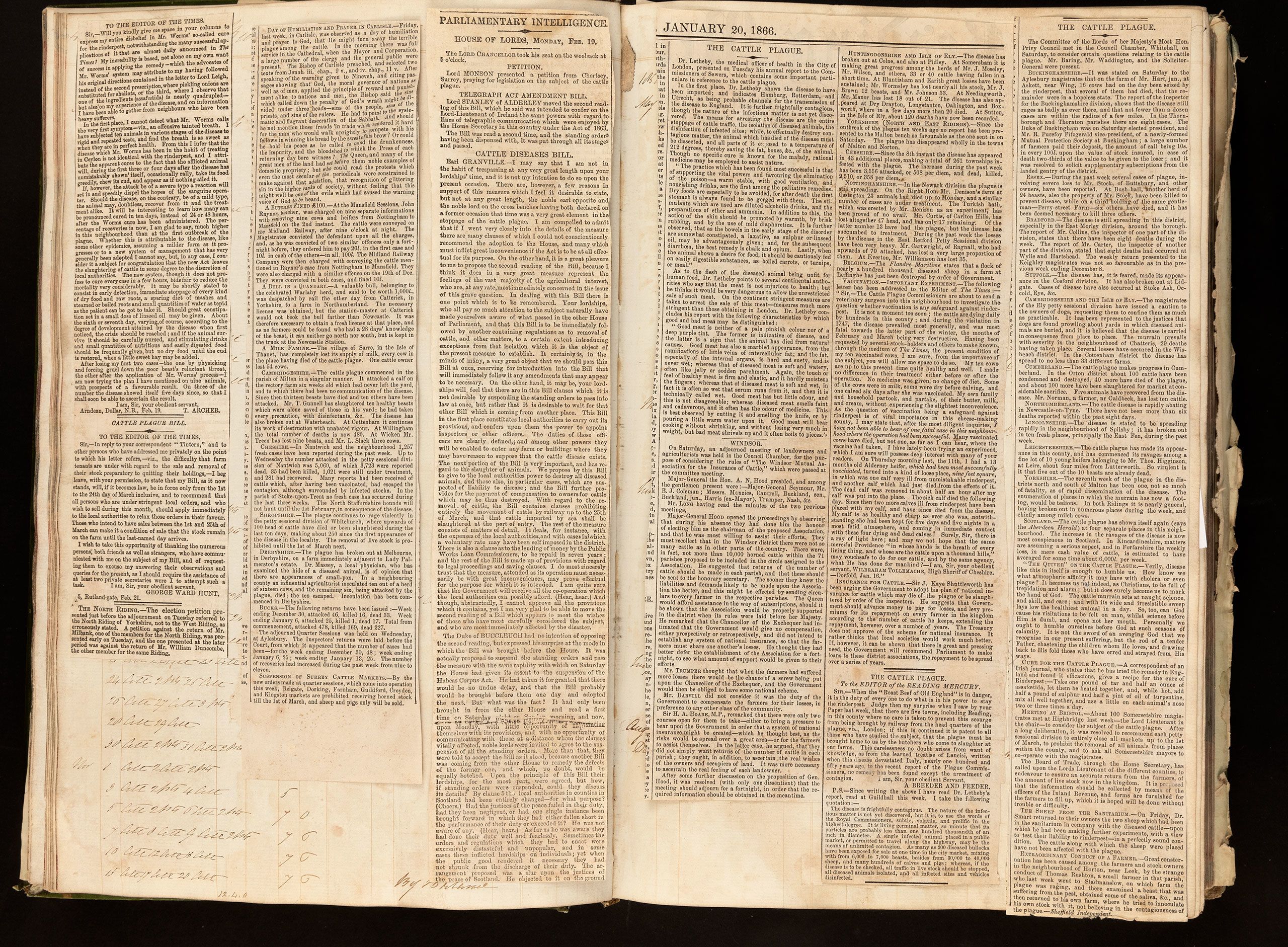 Scanned image from The Manchester Guardian dated 20 January 1866