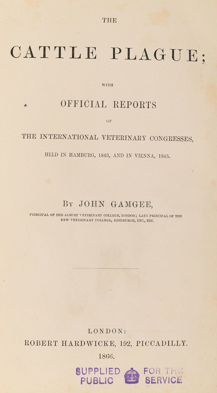 Scanned image of pages from the book The Cattle Plague by John Gamgee, 1866