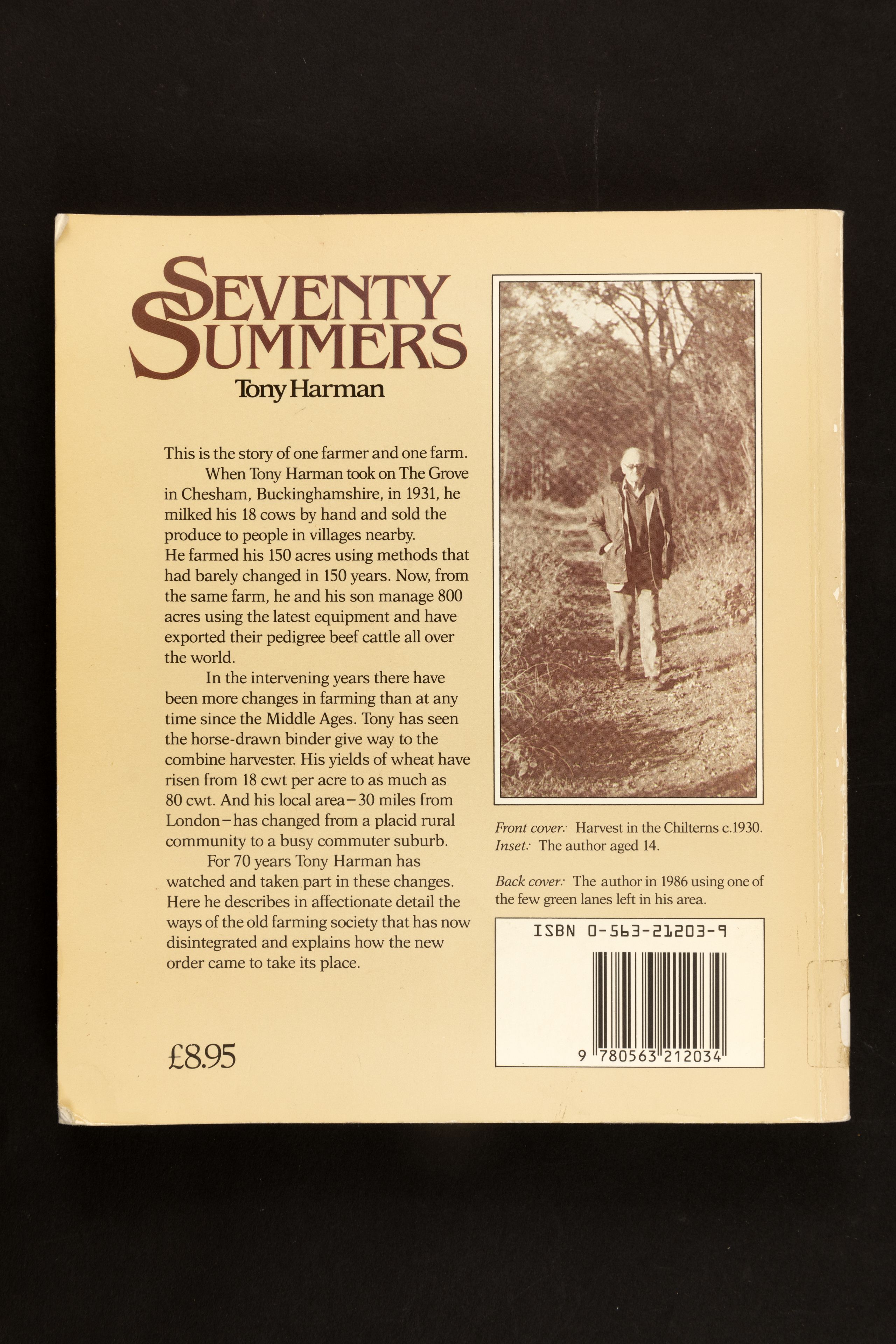 Back cover of book Seventy Summers by Tony Harman